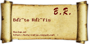 Büte Ráfis névjegykártya